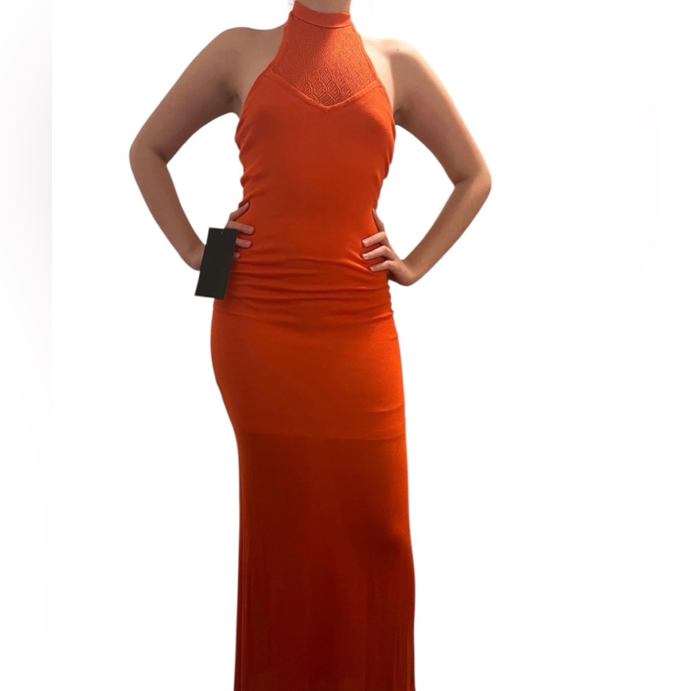 Bebe Halter Crochet Maxi Dress (NWT)